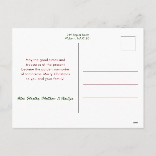 Kleurrijke feestelijke kerst Holly One-Photo Feestdagenkaart (Achterkant)