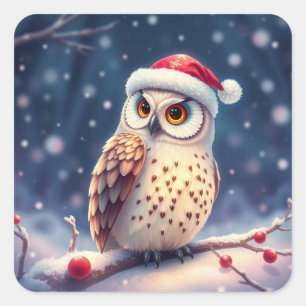 Kleurrijke feestelijke kerst uil Stickers