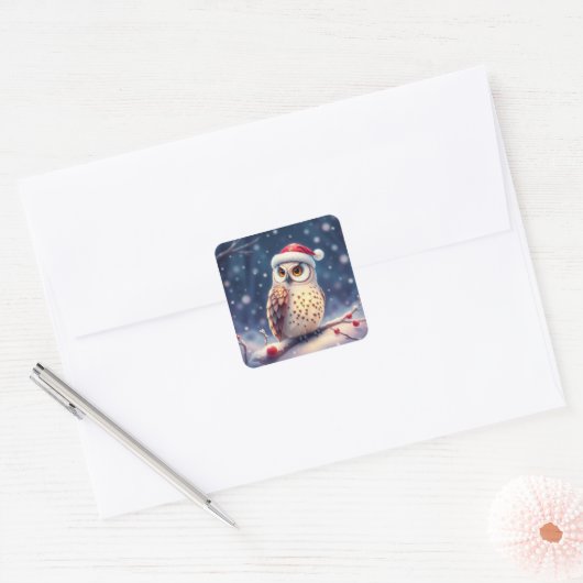 Kleurrijke feestelijke kerst uil Stickers (Envelop)
