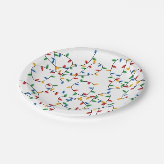 Kleurrijke feestelijke kerstfeestlichten papieren bordje (Gekanteld)