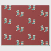 Kleurrijke feestelijke kerstkousen hangen cadeaupapier (Vlak)