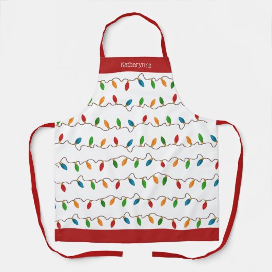 Kleurrijke feestelijke kerstverlichting gepersonal schort (Voorkant)