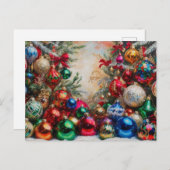 Kleurrijke feestelijke kerstversieringen feestdagenkaart (Voorkant / Achterkant)