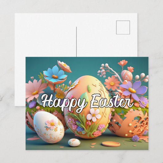  kleurrijke feestelijke paascollage briefkaart (Voorkant / Achterkant)