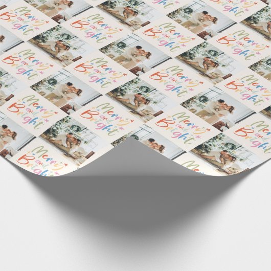 Kleurrijke feestelijke vrolijke en heldere kerstfo cadeaupapier (Hoek)