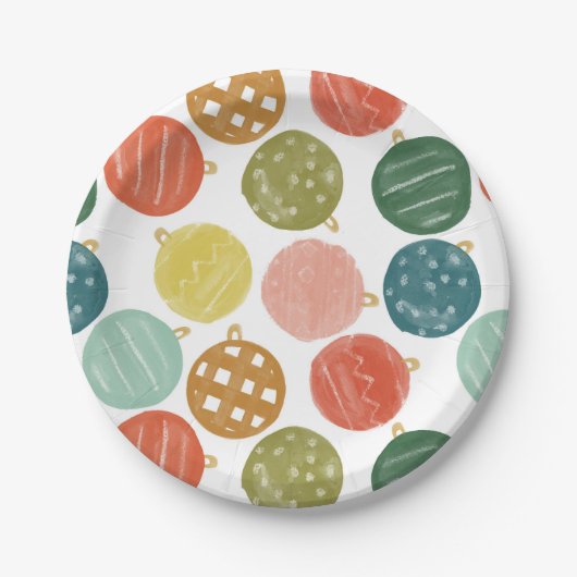 Kleurrijke feestelijke Waterverf kerstversieringen Papieren Bordje (Voorkant)