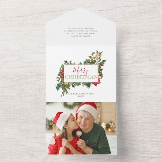 Kleurrijke feestflora met etiket all in one uitnodiging (Binnen)