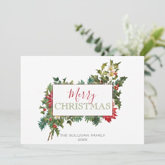 Kleurrijke feestflora met etiket feestdagenkaart (Staand voorkant)