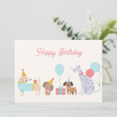 Kleurrijke feesthonden feestdagenkaart (Staand voorkant)