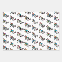 Kleurrijke feestschedel inpakpapier vel