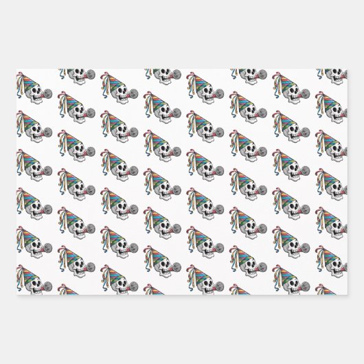 Kleurrijke feestschedel inpakpapier vel (Voorkant)