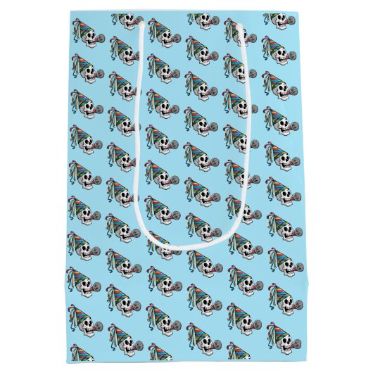 Kleurrijke feestschedel medium cadeauzakje (Achterkant)