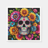 Kleurrijke feestschedel servetten! servet (Voorkant)