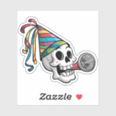 Kleurrijke feestschedel sticker (Vel)