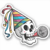 Kleurrijke feestschedel sticker (Voorkant)