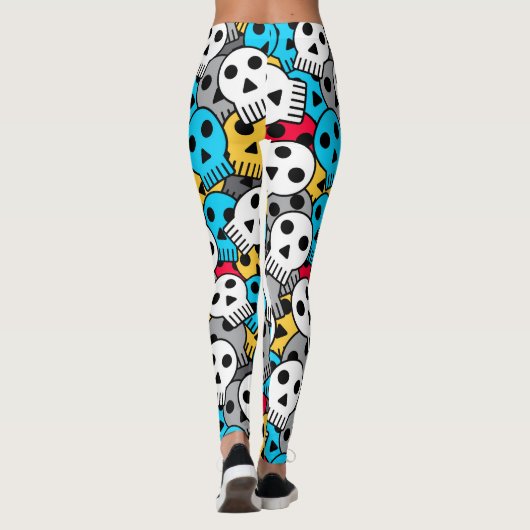 Kleurrijke feestschedels leggings (Achterkant)