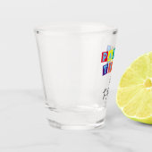 Kleurrijke FEESTTIJD Gepersonaliseerd Shot Glas (Links)