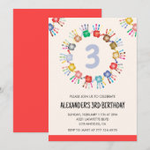 Kleurrijke feestuitnodigingen kleurrijke kinderen  kaart (Voorkant / Achterkant)