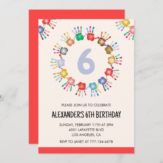 Kleurrijke feestuitnodigingen voor kinderen in pri kaart (Voorkant / Achterkant)