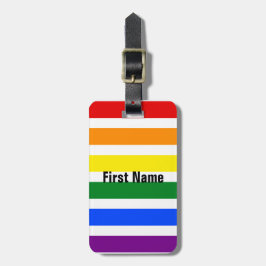 Kleurrijke Fel Gelukkige Regenboog Strepen Bagagelabel