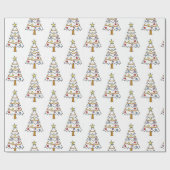 Kleurrijke Fel Kerstboom Inpakpapier (Vlak)