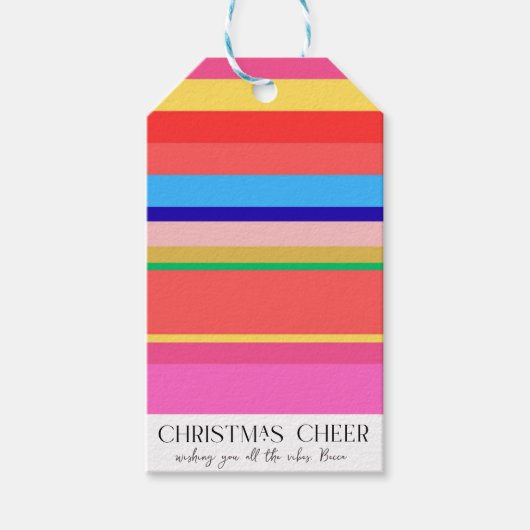 Kleurrijke Fel Moderne Kerstmis  Cadeaulabel (Voorkant)