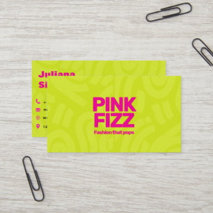 Kleurrijke Fel Neon Lime Groen Roze Mode Zakelijk Visitekaartje