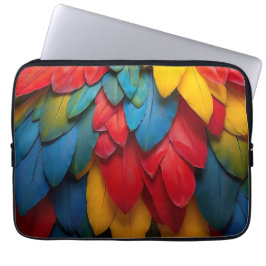 Kleurrijke Felgekleurde Ara Papegaaienveren Tropis Laptop Sleeve