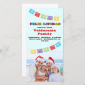 Kleurrijke Feliz Navidad fotokaart met banners Feestdagenkaart (Voorkant / Achterkant)