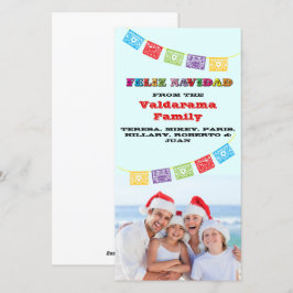 Kleurrijke Feliz Navidad fotokaart met banners Feestdagenkaart