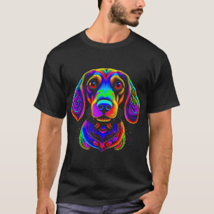 Kleurrijke Felle Dachshund Levendige Psychedelisch T-shirt