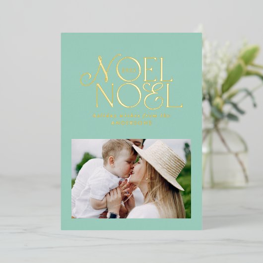 Kleurrijke felle, felle kerstfoto F Folie Feestdagenkaart (Staand Voorkant)