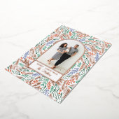 Kleurrijke Festive Floral Photo Arch Kerstmis Folie Feestdagenkaart (Gedraaid)