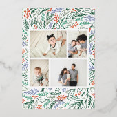 Kleurrijke Festive Floral Photo Arch Kerstmis Folie Feestdagenkaart (Achterkant)