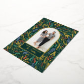 Kleurrijke Festive Floral Photo Arch Kerstmis Folie Feestdagenkaart (Gedraaid)