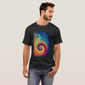 Kleurrijke Fibonacci spiraal psychedelische kleure T-shirt (Voorkant volledig)