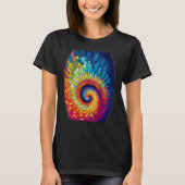 Kleurrijke Fibonacci spiraal psychedelische kleure T-shirt (Voorkant)
