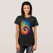 Kleurrijke Fibonacci spiraal psychedelische kleure T-shirt (Voorkant volledig)
