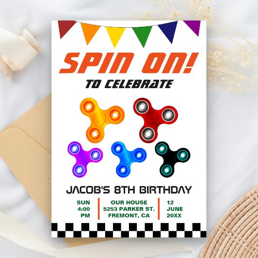 Kleurrijke Fidget Spinner Kinderen Verjaardagsfees Kaart
