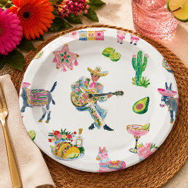 Kleurrijke Fiesta Aquarel Papieren Bordje