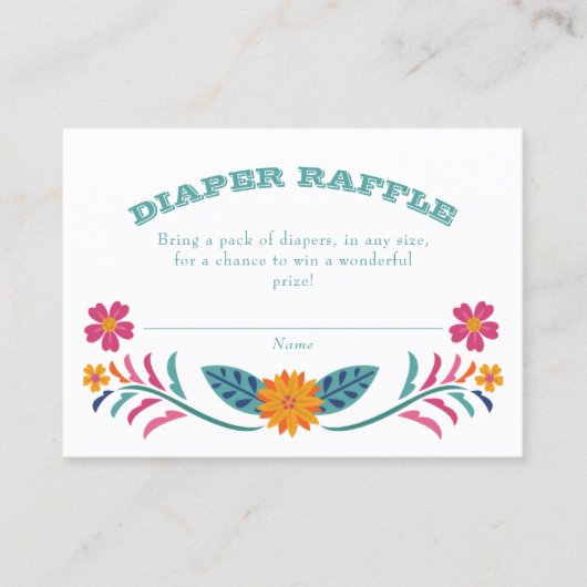 Kleurrijke Fiesta Baby shower Luier Raffle Ticket (Voorkant)