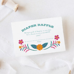 Kleurrijke Fiesta Baby shower Luier Raffle Ticket