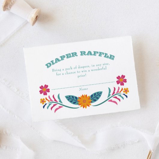 Kleurrijke Fiesta Baby shower Luier Raffle Ticket