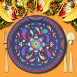 Kleurrijke Fiesta Blue Papieren Bordje<br><div class="desc">Laten we taco over je Mexicaanse fiesta verjaardag met dit leuke kleurrijke ontwerp op prachtige donkerblauwe papieren borden. OVEREENKOMENDE objecten in ons collectie.</div>
