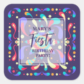 Kleurrijke Fiesta Blue Vierkante Sticker (Voorkant)