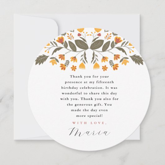 Kleurrijke Fiesta Botanical 15e verjaardag dank u Kaart (Voorkant)