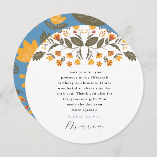 Kleurrijke Fiesta Botanical 15e verjaardag dank u Kaart (Voorkant / Achterkant)