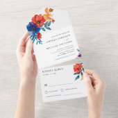 Kleurrijke Fiesta Floral Mexicaanse RSVP bruiloft All In One Uitnodiging (Afscheurbaar)