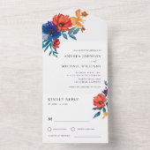 Kleurrijke Fiesta Floral Mexicaanse RSVP bruiloft All In One Uitnodiging (Binnen)