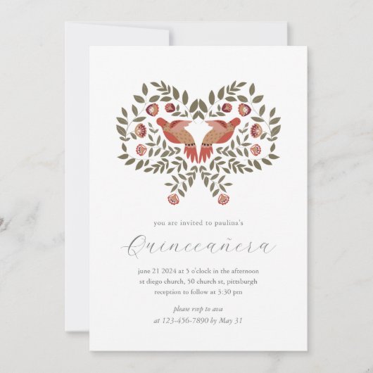 Kleurrijke Fiesta Floral Quinceañera Kaart (Voorkant)